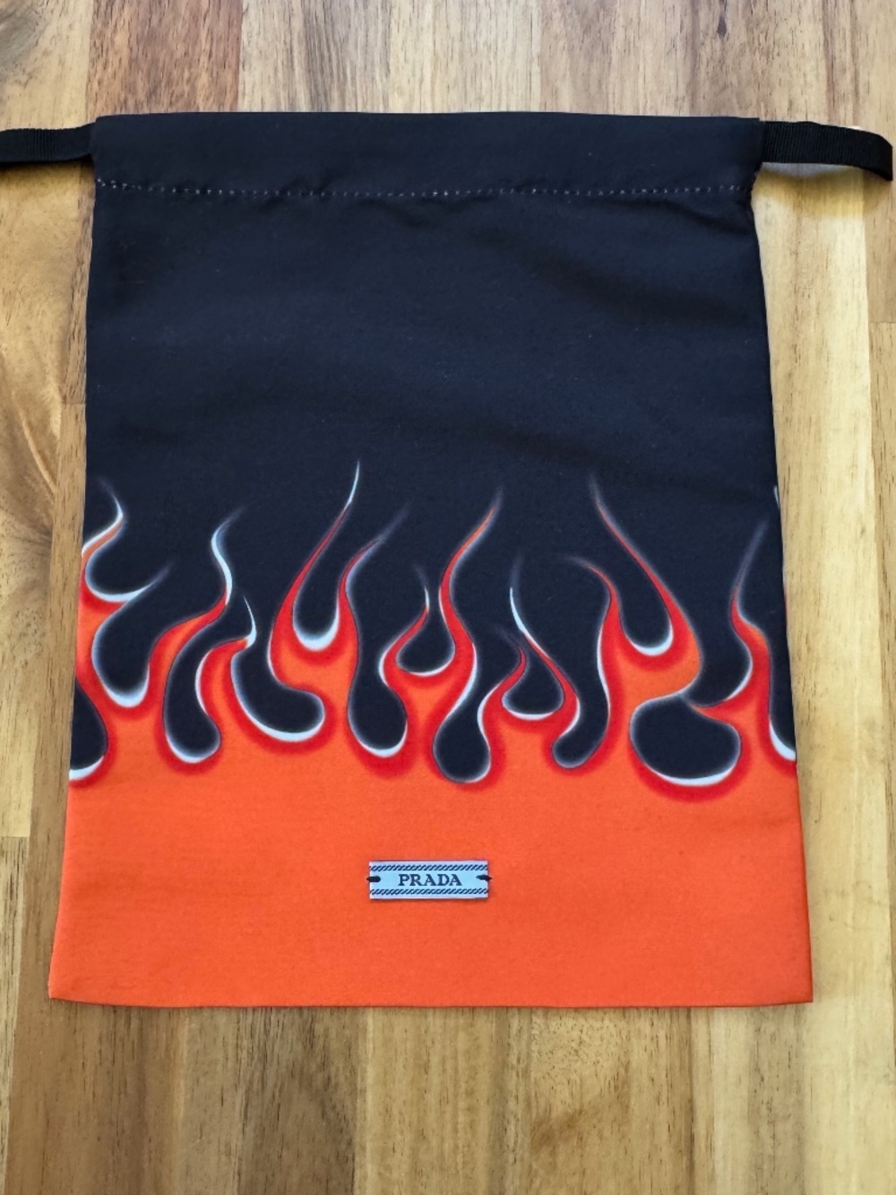 NEW - PRADA Flame Drawstring Dust Bag in Orange/Black (Size 7.5" x 9")